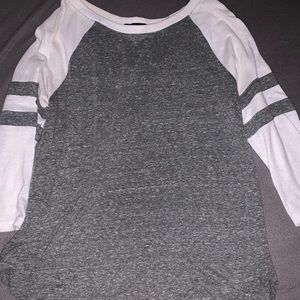 Gray and white baseball tee